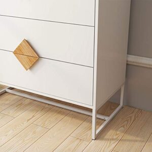RASOO Chest of Drawers White 4 Drawer Dresser Chest Bedside Drawer Cabinet Storage for Bedroom with Special Shape Square Handle, 31.77” X 15.74” X 36.22” (LxWxH)