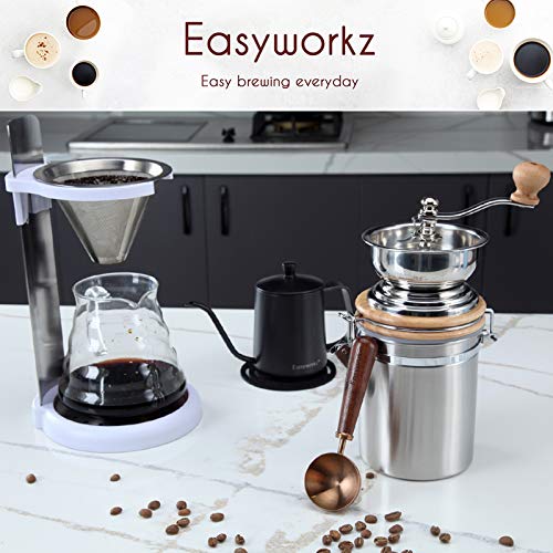 Easyworkz Manual Coffee Grinder with Airtight Canister,Adjustable Setting,Stainless Steel burr Coffee Bean Mill Tool