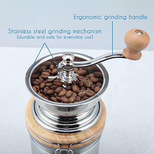 Easyworkz Manual Coffee Grinder with Airtight Canister,Adjustable Setting,Stainless Steel burr Coffee Bean Mill Tool