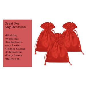 AKLVBL 50 Pack 5X7 Red Satin Bags Small Gift Bags, Jewelry Bags, Drawstring Pouch, Wedding Favor Bags, Baby Shower Bags, Party Favor Bags,Satin Gift Bags
