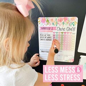 Pink Floral Kids Chore Chart Magnetic, Reward Chart for Kids, Good Behavior Chart for Kids at Home, My Responsibility Chart for Kids, Magnetic Reward Chart for kids Behavior, Chore Chart for One Child