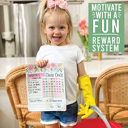 Pink Floral Kids Chore Chart Magnetic, Reward Chart for Kids, Good Behavior Chart for Kids at Home, My Responsibility Chart for Kids, Magnetic Reward Chart for kids Behavior, Chore Chart for One Child