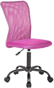 office chair armless mesh computer desk chair ergonomic mid back task chair with wheels&lumbar support swivel rolling chairs for women girls, pink