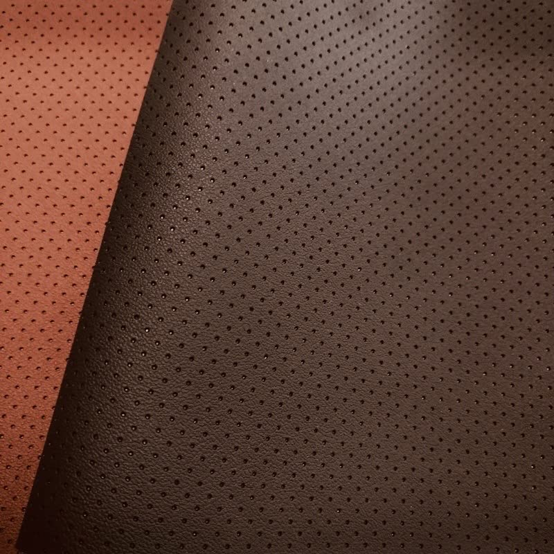 FABRICS FOREVER - Faux Leather Semi Perforated Tobacco Cinnamon Upholstery Fabric by the Yard - 54’’ Wide | Semi Perforated Tobacco Vinyl Fabric Material Faux Leather Sheets for DIY, Upholstery Crafts