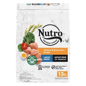nutro natural choice large breed adult dry dog food, chicken & brown rice recipe dog kibble, 13 lb. bag