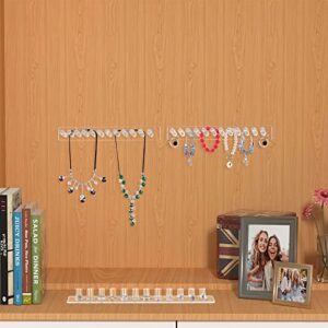 AITEE Necklace Holder, Acrylic Necklace Organizer Wall Mounted with 12 Hooks, for Hanging Necklace, Jewelry, Bangles, Bracelets and Rings, Best Gifts for Girls and Women(2 PACK)