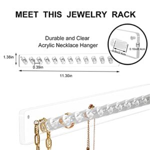 AITEE Necklace Holder, Acrylic Necklace Organizer Wall Mounted with 12 Hooks, for Hanging Necklace, Jewelry, Bangles, Bracelets and Rings, Best Gifts for Girls and Women(2 PACK)