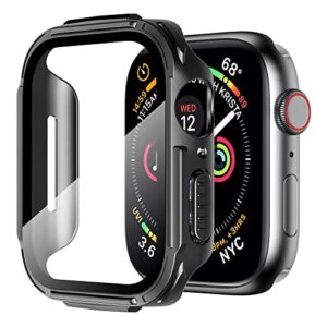 mesime rugged case compatible for apple watch case with tempered glass screen protector for series 7 6 5 4 se 45mm 44mm, iwatch case cover protective accessories hard case