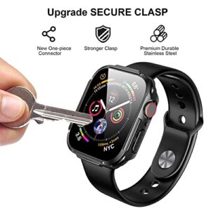 Mesime Rugged Case Compatible for Apple Watch Case with Tempered Glass Screen Protector for Series 7 6 5 4 SE 45mm 44mm, iWatch Case Cover Protective Accessories Hard Case