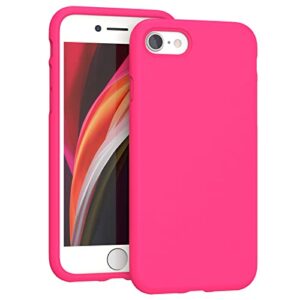 k tomoto compatible with iphone se(3rd and 2nd gen)/8/7 case (4.7"), [drop protection] [anti-scratch] shockproof liquid silicone anti-fingerprint cover with microfiber lining phone case, hot pink