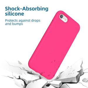 K TOMOTO Compatible with iPhone SE(3rd and 2nd gen)/8/7 Case (4.7"), [Drop Protection] [Anti-Scratch] Shockproof Liquid Silicone Anti-Fingerprint Cover with Microfiber Lining Phone Case, Hot Pink