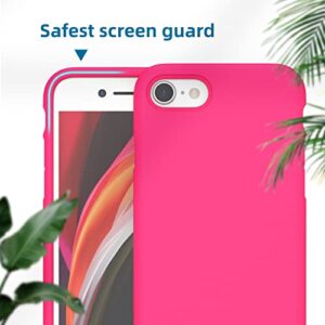 K TOMOTO Compatible with iPhone SE(3rd and 2nd gen)/8/7 Case (4.7"), [Drop Protection] [Anti-Scratch] Shockproof Liquid Silicone Anti-Fingerprint Cover with Microfiber Lining Phone Case, Hot Pink