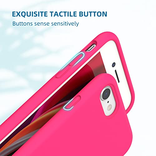 K TOMOTO Compatible with iPhone SE(3rd and 2nd gen)/8/7 Case (4.7"), [Drop Protection] [Anti-Scratch] Shockproof Liquid Silicone Anti-Fingerprint Cover with Microfiber Lining Phone Case, Hot Pink