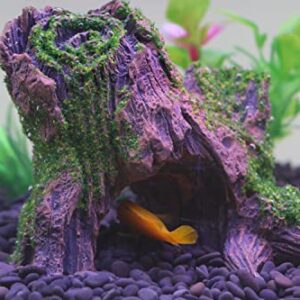 HRRIVE Aquarium Landscape Tree Stump Rock Hollow Cave Stone for Cichlid Betta Fish Tank Decoration