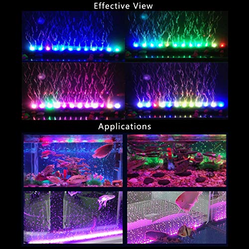 PULACO 2 Watt Aquarium Fish Tank Air Stone with Automatic Color Changing LED Light (Length -10" for Small Water Tanks) for Fish Tank Air Pump