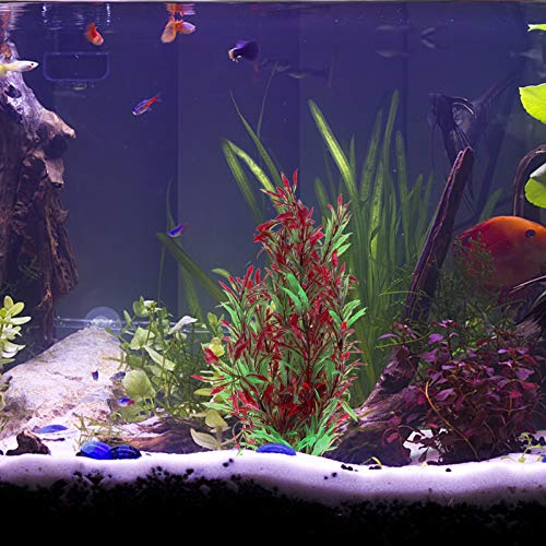 MR.FOAM Large Aquarium Plants, Fish Tank Plants Decoration Ornament for All Fish Artificial Plastic Lifelike Water Plant Ornament Fish Tank Decorations 12.6 inch Tall 7.09 inch Wide