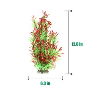 MR.FOAM Large Aquarium Plants, Fish Tank Plants Decoration Ornament for All Fish Artificial Plastic Lifelike Water Plant Ornament Fish Tank Decorations 12.6 inch Tall 7.09 inch Wide