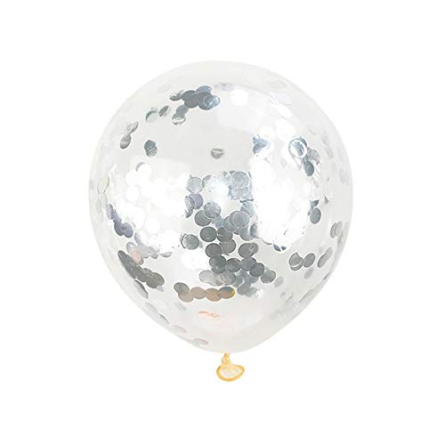 Silver Confetti Balloons 24 Pack 12 Inch KIRIKOU Latex Party Balloons for Party Decorations, Wedding, Engagement, Bridal, Birthday and Shower(Silver)