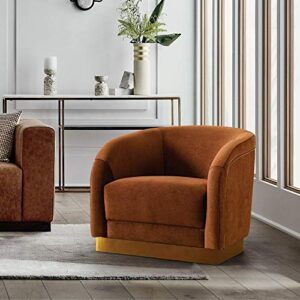 Acanva Mid-Century Modern Accent Chair, Comfortable Velvet Small Single Sofa Reading Armchair with Stainless Steel Legs for Bedroom Living Room, Tangerine