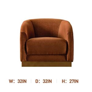 Acanva Mid-Century Modern Accent Chair, Comfortable Velvet Small Single Sofa Reading Armchair with Stainless Steel Legs for Bedroom Living Room, Tangerine