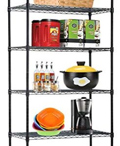 750 LBS Black 5 Tier Shelf Wire Shelving Unit - 14"x30"x60" with Wheels, NSF Wire Shelf Metal Heavy Duty Rack Height Adjustable Utility for Garage Kitchen Office Commercial Shelving Steel Layer Shelf