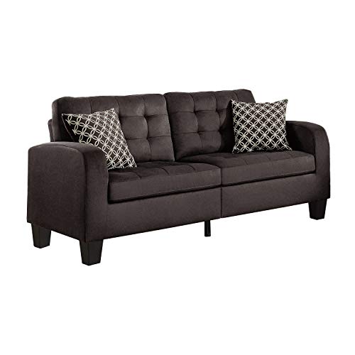 Lexicon Westville Tufted Fabric Sofa, 72.5" W, Chocolate