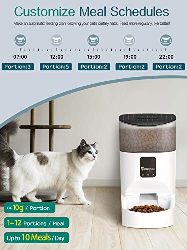 VavoPaw 7L Automatic Cat Feeder, WiFi Enabled Smart Food Dispenser for Cats, Dogs & Small Pets with APP Control, Programmable Timer, Voice Recorder and Portion Control Up to 10 Meals per Day, White