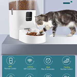 VavoPaw 7L Automatic Cat Feeder, WiFi Enabled Smart Food Dispenser for Cats, Dogs & Small Pets with APP Control, Programmable Timer, Voice Recorder and Portion Control Up to 10 Meals per Day, White