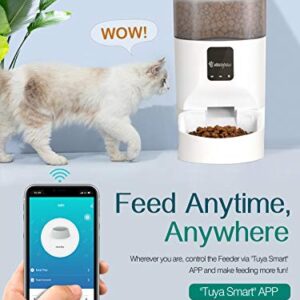 VavoPaw 7L Automatic Cat Feeder, WiFi Enabled Smart Food Dispenser for Cats, Dogs & Small Pets with APP Control, Programmable Timer, Voice Recorder and Portion Control Up to 10 Meals per Day, White