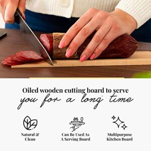 Tuuli Kitchen – Salami Wooden Cutting Board, Specially Designed Beechwood Charcuterie Boards, Cutting Board Coated with Oil, 37 x 5.5 cm