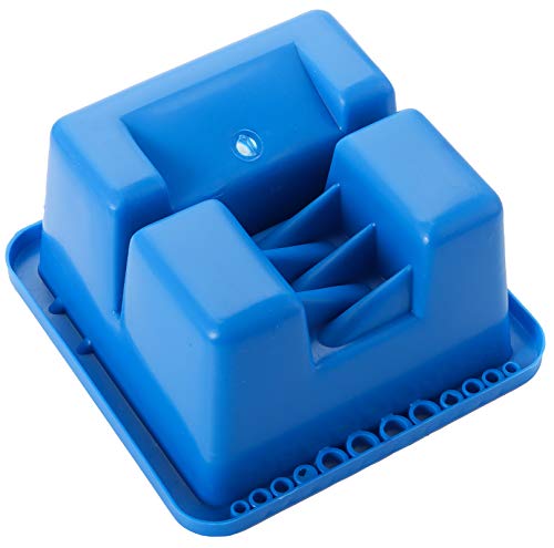 Yesland 3 Pack Artist Brush Basin, 12 Hole Blue Multi-Function Plastic Brush Washer with Lid and Brush Holder, 6.3 x 6.3 x 3.5 Inches Three Compartment Brush Tub for Acrylic and Watercolor Painting