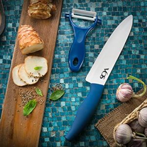 Vos Ceramic Knife Set, Ceramic Knives Set For Kitchen, Ceramic Kitchen Knives With Peeler, Ceramic Paring Knife 4", 5", 6", 7", 8" Inch Blue