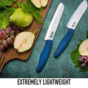 Vos Ceramic Knife Set, Ceramic Knives Set For Kitchen, Ceramic Kitchen Knives With Peeler, Ceramic Paring Knife 4", 5", 6", 7", 8" Inch Blue