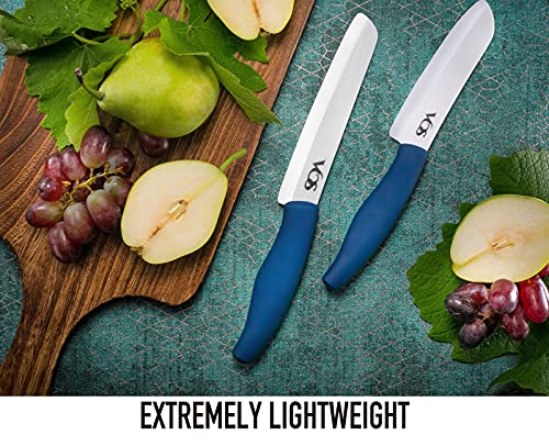 Vos Ceramic Knife Set, Ceramic Knives Set For Kitchen, Ceramic Kitchen Knives With Peeler, Ceramic Paring Knife 4", 5", 6", 7", 8" Inch Blue