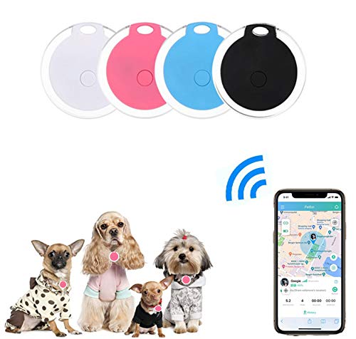 4 Pack Smart Key Finder Locator, GPS Tracking Device for Kids Pets Keychain Wallet Luggage Anti-Lost Tag Alarm Reminder Selfie Shutter APP Control Compatible iOS Android