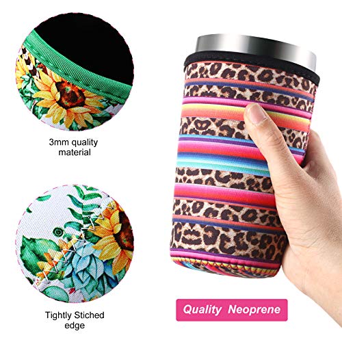 4 Pieces Reusable Coffee Sleeve Neoprene Cup Holders Drinks Insulator Sleeve for Cold and Hot Beverages (22-24 oz,Cute Style)