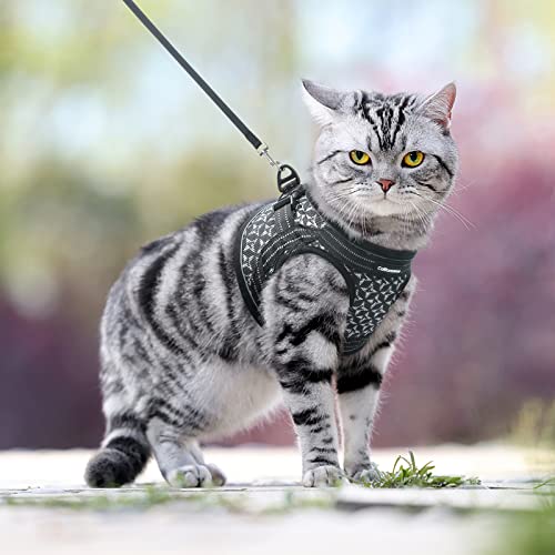 CatRomance Cat Harness and Leash, Escape Proof Kitten Harness and Leash Set for Walking, Adjustable Cat Vest Harness for Kitten, Breathable Kitty Harness ​with Reflective Strips and Easy Control