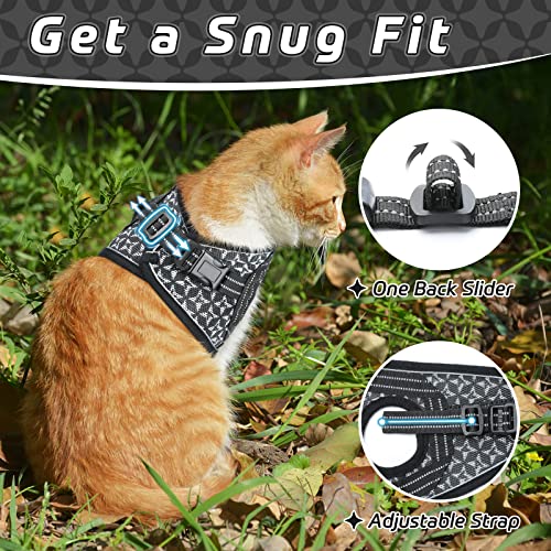 CatRomance Cat Harness and Leash, Escape Proof Kitten Harness and Leash Set for Walking, Adjustable Cat Vest Harness for Kitten, Breathable Kitty Harness ​with Reflective Strips and Easy Control