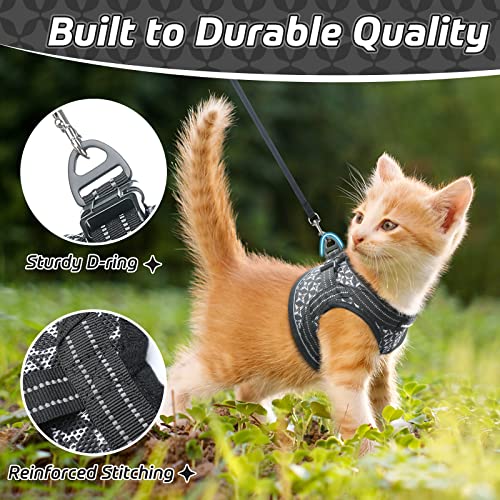 CatRomance Cat Harness and Leash, Escape Proof Kitten Harness and Leash Set for Walking, Adjustable Cat Vest Harness for Kitten, Breathable Kitty Harness ​with Reflective Strips and Easy Control