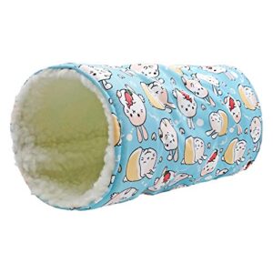 handmade fleece small animal tunnel collapsible pet play toy tunnel tube for dwarf rabbit hamster guinea pig toys chinchilla sugar glider hedgehog hideout cave (blue)
