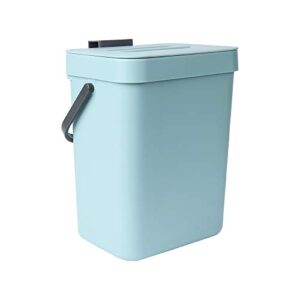 vigind hanging small trash can with lid under sink for kitchen, 5 l/ 1.3 gallons plastic waste basket,food waste bin,kitchen compost bin for counter top,bathroom/office (blue)