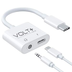 volt plus tech usb c to 3.5mm headphone jack audio aux & c-type fast charging adapter compatible with microsoft surface book 2/book 3/pro x/go 2/pro 7and many more devices with c-port