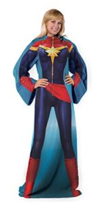 northwest captain marvel adult silk touch comfy throw blanket with sleeves, 48" x 71"
