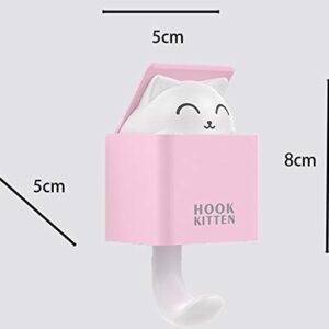 LuoCoCo 4PCS Cute Cat Hooks Wall Mounted, Peek-A-Boo Coat Hooks for Door, Adhesive Decorate Single Hook for Kids Girls Room/Bathroom/Bedroom Hanging Keys Towel Bag Cloth Gift Choice for Chirstmas