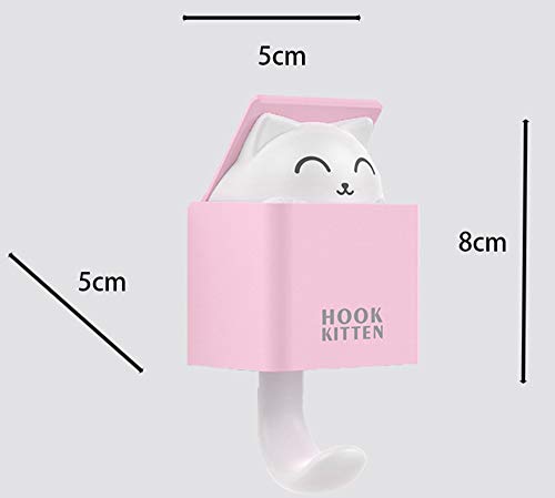 LuoCoCo 4PCS Cute Cat Hooks Wall Mounted, Peek-A-Boo Coat Hooks for Door, Adhesive Decorate Single Hook for Kids Girls Room/Bathroom/Bedroom Hanging Keys Towel Bag Cloth Gift Choice for Chirstmas