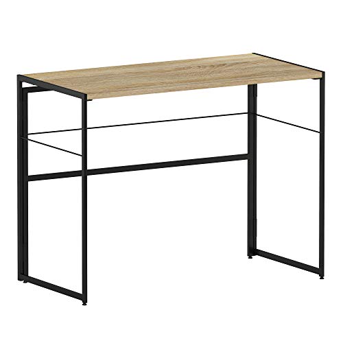 Furinno Riau No Tool/No Assembly/Folding Metal Frame Computer Desk, Sonoma Oak/Black