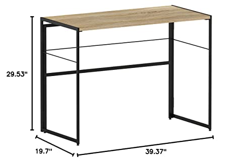 Furinno Riau No Tool/No Assembly/Folding Metal Frame Computer Desk, Sonoma Oak/Black