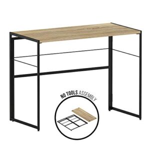 Furinno Riau No Tool/No Assembly/Folding Metal Frame Computer Desk, Sonoma Oak/Black