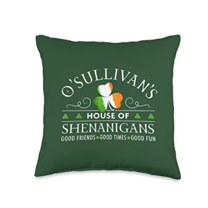 o'sullivan family name gifts o'sullivan irish family name gift personalized home decor throw pillow, 16x16, multicolor