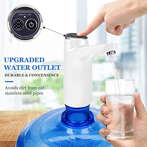 DOTSOG Electric Water Bottle Pump 5 Gallon Bottle Build-in TDS Water Quality Tester Wireless & Portable for Home Kitchen Office Use